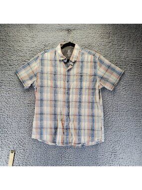 Kühl Shirt Mens Large Multicolor Plaid Tapered Fit Sleeve Linen Blend